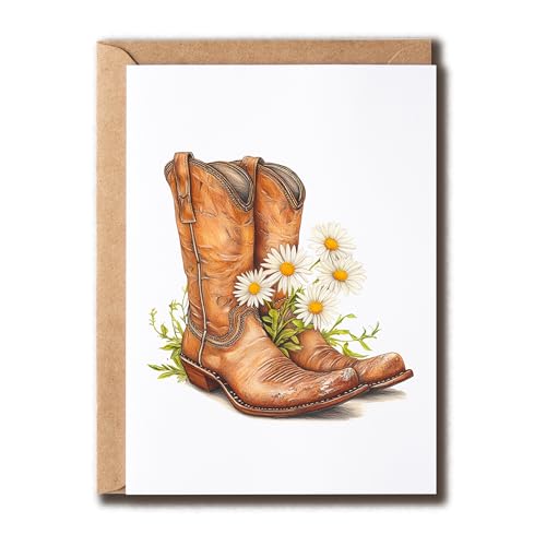 APVGifts Cowgirl Boots Card - Cowgirl Birthday Card - Card For Any Occasion - Card For Her - Greeting Card - Gift For Family Friend - Beautiful Card