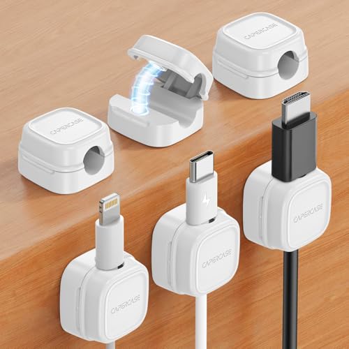 6 Pack de Clips Magnéticos para Cables, Organizador de Cables, Soporte para Cordón Ajustable, Gestión de Cables USB para Oficina y Hogar - Blanco miniatura 1