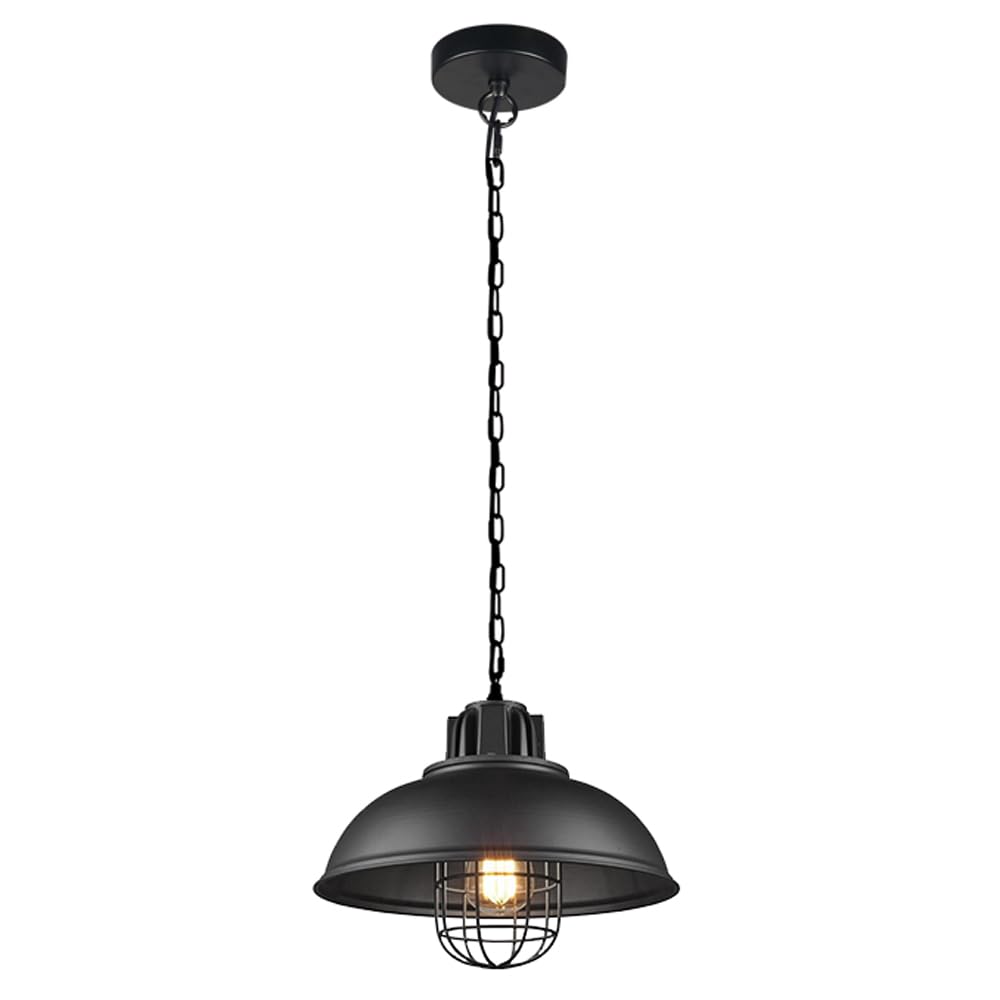 KBUUKYYXouy E27 Base Single-Head Chandelier, Industrial Style Wrought Iron Hanging Lamp Shade, Flush Mount Ceiling Pendant Light, Restaurant, Bar, and Farmhouse Decoration Lighting Fixtures