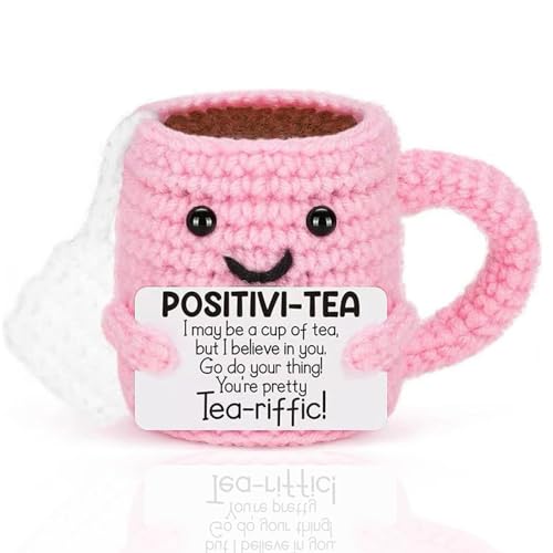nuneoeuo Emotional Support Crochet Crochet Gifts for Women Positive Gifts Coffee Cup Doll Cute Knitted Stuffed Themed Emotional Support Gift for Birthdays Home Office Party Decorations