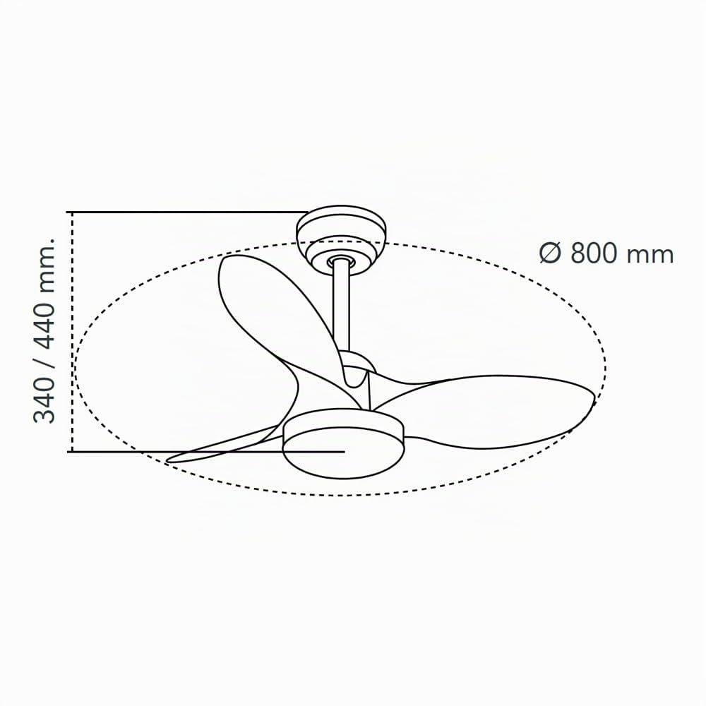 wonderlamp - Ventilador de techo pequeño ø80cm LED Cavil Mini S Negro+Madera, Intensidad de luz regulable con mando, Ventilador con motor DC silencioso