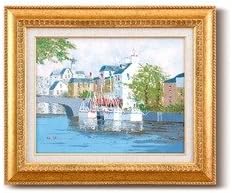 油彩画 運河の風景 金色フレーム　新品未使用 油彩画 運河の風景 金色フレーム 新品未使用 油彩画 運河の風景 金色