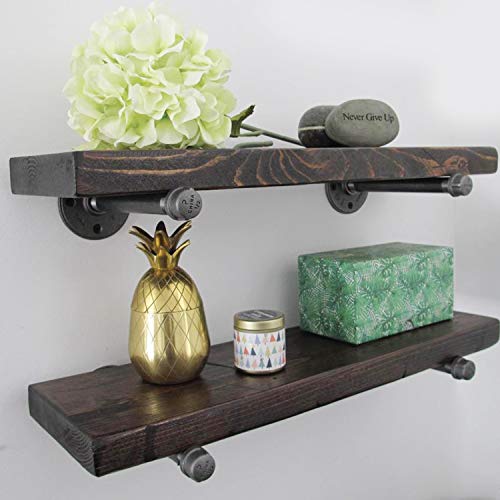 3/4" Industrial Black Iron Pipe Shelf Brackets, Rustic Wall Mounted Diy Shelving Brackets Hanging Custom Pipe Brackets For Floating Shelves (4, 8") #TOP6
