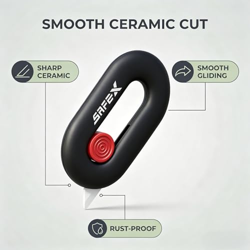 Image of Ceramic Box Cutter Retractable, Safety, Cute, Magnetic Package Opener, Box Opener Cutter for Daily Online Shopping /Kitchen /Office /Baby Beauty Gift Unpacking
