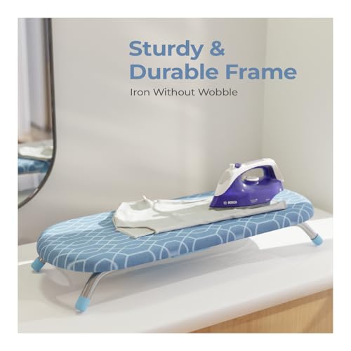 Image of Lifelong Table Top Ironing Board | Compact & Foldable Ironing Stand with Heat-Resistant Cover | Portable Mini Ironing Table for Small Spaces, Dorms, and Laundry Rooms