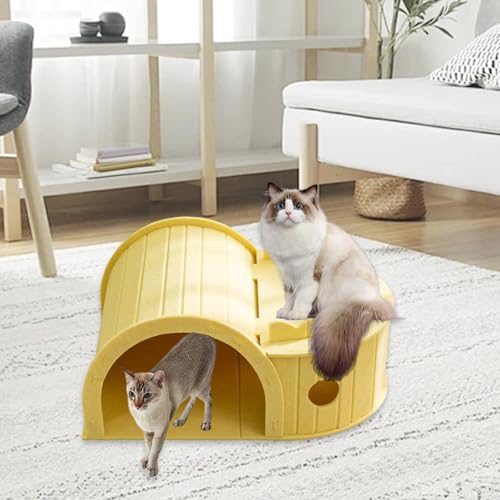 ShengQuanHao Kratzbrett Aus Pappe, Filzdekoration, Multifunktional, Katzenkratzbrett, Katzentunnel für Hunde, Kätzchen, Kaninchen, Gelb-6