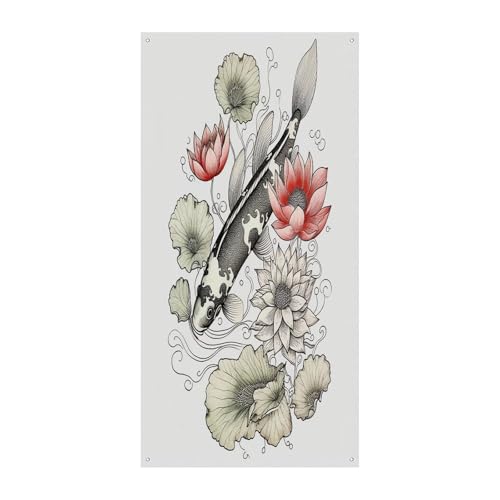 Bannière de porte carpe japonaise de 180 cm pour égayer votre décoration de jardin