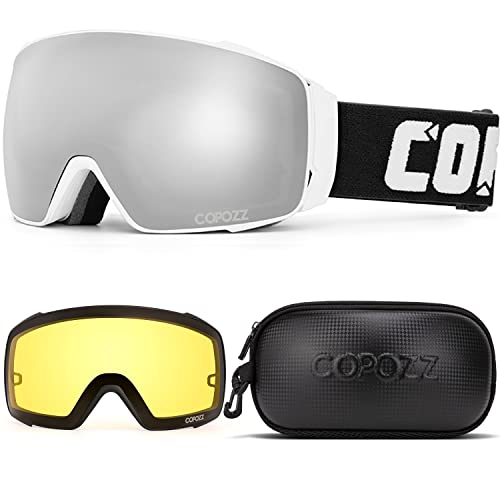 COPOZZ Polarized Ski Goggles Set, S3 Upgrade OTG Magnetic Snowboard Goggles UV Protection Skiing Goggles for Youth Men Women