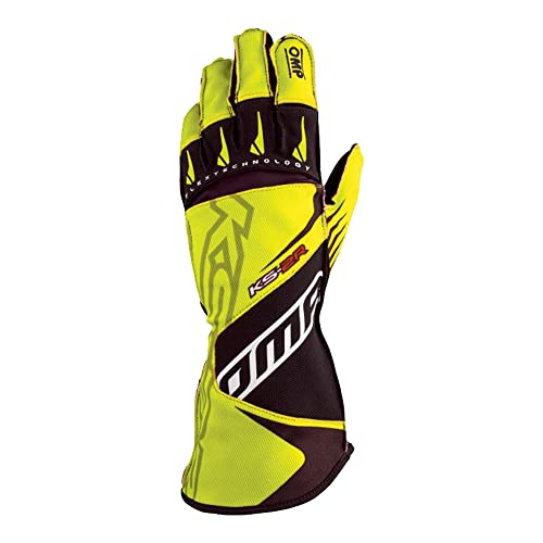 OMP KS-2R Go Kart Racing Gloves MY2022, Yellow/Black, Size M