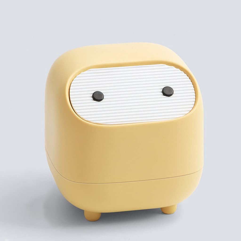 Household Daily Necessities Bedside Desktop Mini Trash Can Cute Cartoon Can See Furnishings Bedroom Storage Basket Wastebasket(White-Dinosaur Doodle4)