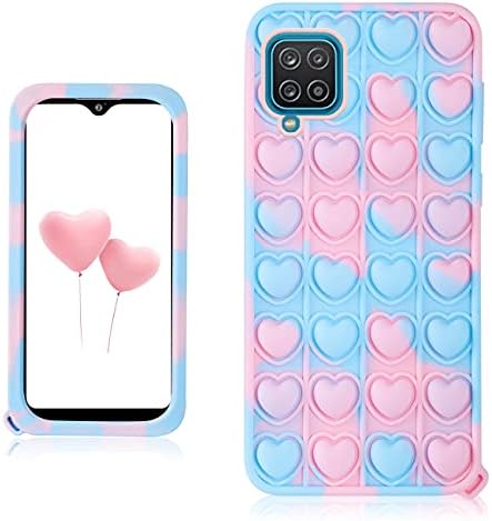 Qerrassa Blue Heart Classic Silicone Case for Samsung Galaxy S9 Plus S9+,Cute Fidget Cartoon Cover Kids Girls Fun Soft Cases Funny Design Stylish Kawaii Unique for Samsung Galaxy S9 Plus S9+