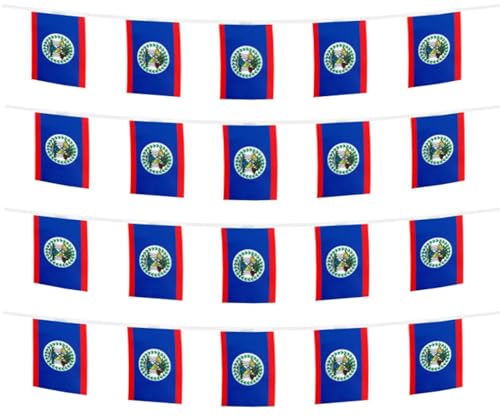 Image of Belize Banner Flag String, Belize Mini Flag Small Banner, for Party, Shops and Bars Decorations, (Belize)