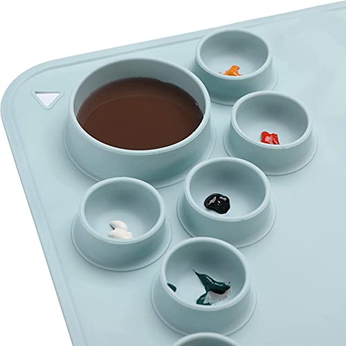 Macimo 1 Pcs Silicone Craft Mat Silicone Mat For Resin Casting Non Stick Silicone Sheet With Cleaning Cut For Oil Painting, Art (Blue) #TOP6