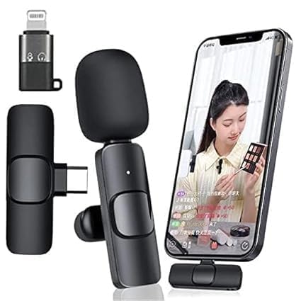 Image of DA.GODO K8 2-in-1 Wireless Lavalier Microphone with Lightning & Type-C Receiver | Plug & Play Clip-On Mini Mic for iPhone, Android, YouTube, TikTok, Zoom, Vlogging