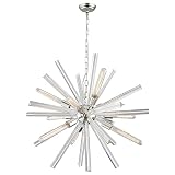ZIRALIO 9-Light Sputnik Chandelier Clear Glass Starburst Chandelier for Dining Room Living Room Kitc