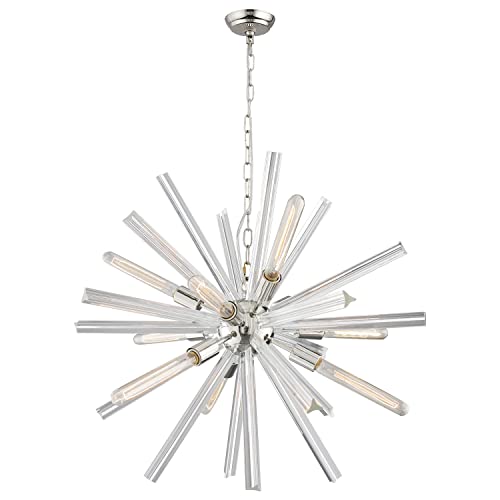 Ziralio 9-Light Sputnik Chandelier Clear Glass Starburst Chandelier For Dining Room Living Room Kitchen Island Bedroom, 23.62In, Yb3189Pnc #TOP5