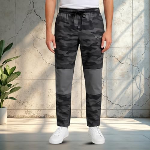 Image of Men's Spandex Polyester Track Pants | Stretchable Dry-Fit Activewear Bottoms for Gym, Running, Training & Sports | Lightweight Elastic Waist Straight Fit Trackpant for Men