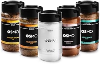 Osmo Seasonings and Sea Salt Bundle By Chef Nick DiGiovanni, Flakey White Sea Salt, Signature Butcher Rub, Golden Gourmet Blend, Coastal Catch Seasoning & Garden Harvest Blend (Pack of 5)