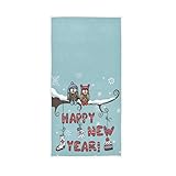 Tamniee New Year Owl Hand Towels Xmas Winter Snowflake Decor Kitchen Dish Towel Quality Premium Bathroom Washcloth 30 x 15 Inches for Beach Guest Hotel Spa Gym Sport Yoga Home