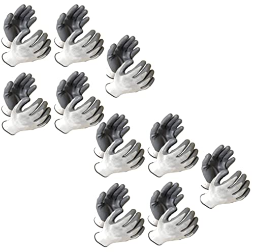 Image of Multipurpose Anti Cut PU Nitrile Coating Work Safety Gloves, Hand & Fingers, Gardening, Mechanical, Construction, Agriculture & Automotive - Durable & Comfortable (10 Pairs WhiteGrey)