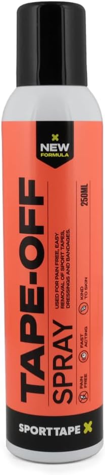 SPORTTAPE Tape-Off 250 ml Adhesive Removal Spray – Fast-Drying Aerosol for Sports First Aid, Medical & Stoma Tapes, Patches, Dressings & Bandages | No‑Sting & Skin-Friendly Formula, Remove with Ease