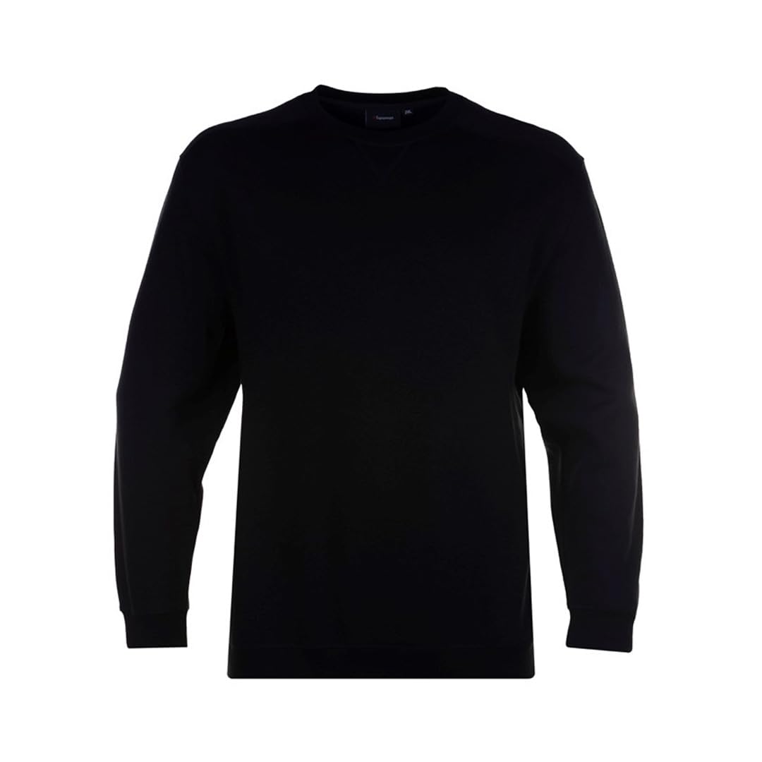 Espionage Men's Black Sweatshirt Plain Long Sleeve Crew Neck Pullover Casual Plus Size 2XL-8Xl Lw016 (Uk, Alpha, 4XL, Plus, Regular, )