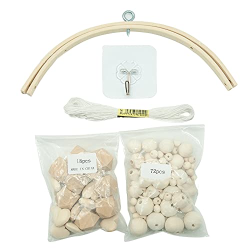 Loogool Diy Baby Mobile Kit Natural Wood Bed Bell Wind Chime Baby Bedroom Ceiling Mobiles Toys Newborn Gift (Heart), 93 Piece Set #TOP1