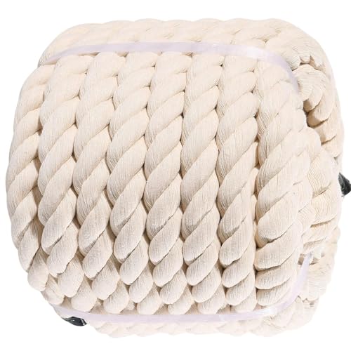 Twisted Cotton Rope 1.5 Inch×50 Feet Natural White Rope| Thick Heavy Duty Rope for Crafts, Hammock, Tug of War,Hanging,Home Decorating