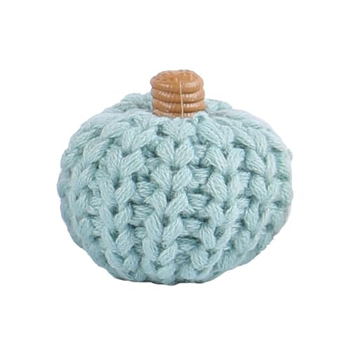 IWOMA Harvest Small Pumpkins Crocheted Perfect For Tabletop Decorations Mantlepiece Multicolored Pumpkins Craft, Light Blue