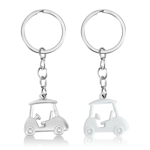 Mikovivi 2pcs Golf Cart Keychains, Zinc Alloy Pendant Golf Style