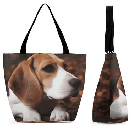 Cute Beagle Shopping Bag for Ladies Reusable Shopping Bagstote Bag Stylish Waterproof Oxford Cloth Ladies Shoulder Bag for Work Shopping