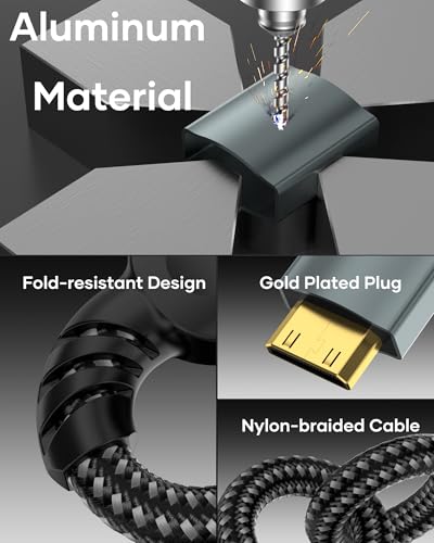 BRV Explorer Mini HDMI to HDMI Cable 2M, 4K@60Hz 1440P@144Hz High Speed Mini HDMI 2.0 Cable, Support HDR UHD ARC HDCP Compatible with DSLR Camera Raspberry Pi Zero TV Laptop Portable Monitor - Image 5