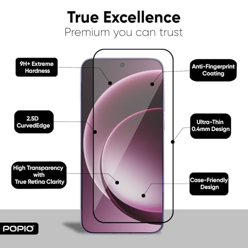 Image of POPIO Military-Grade Gorilla Tempered Glass for OnePlus 15 | 9H Hardness, Edge-to-Edge, Bubble-Free