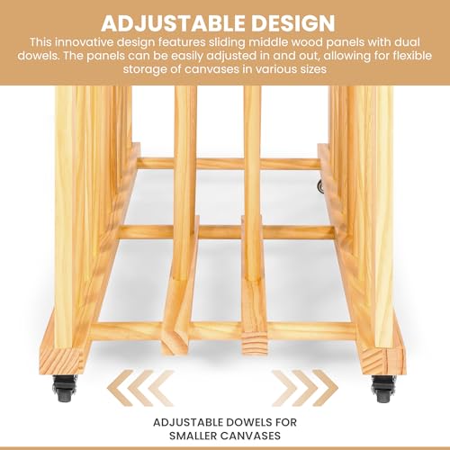 Image of Art Storage Rack and Art Rack for Studio Storage Organizer for Canvases - Paint Drying Rack with Adjustable Panels, Handles & Caster Wheels for Artwork - Canvas Boards - Frames & Prints