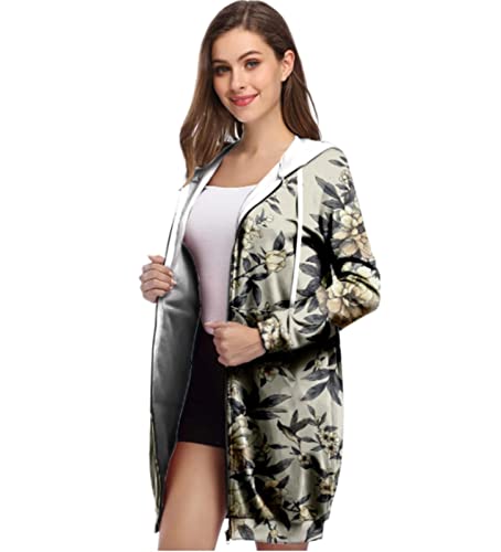 Vestido Feminino Acima Do Joelho, Vestido Cardigan De Comprimento Médio Com Capuz E Zíper (Color : 0