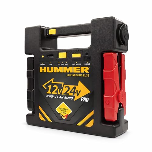 Image of 4000A Jump Starter for Car Battery & Truck - HUMMER H24Pro 12V /24V Heavy Duty Portable Booster, 99.9Wh Battery, Smart Reset, LED Emergency Light for SUV & Bike