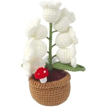 Crocheted Lily of The Valley Desk Lamp, Flower Night Light, Handmade Tabletop Decor, Potted Blossom Arrangement, Elegant Accent Gift
