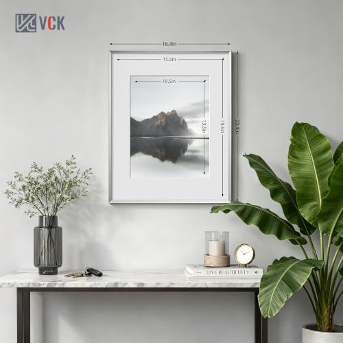 Image of VCK 16x20 Picture Frame Silver 3-Pack, Minimalist Metal Frames with Tempered Glass,Display Photo 11x14 with Mat or 20x16 Without, Modern Decor for Home, Office, Studio, Wall Hanging