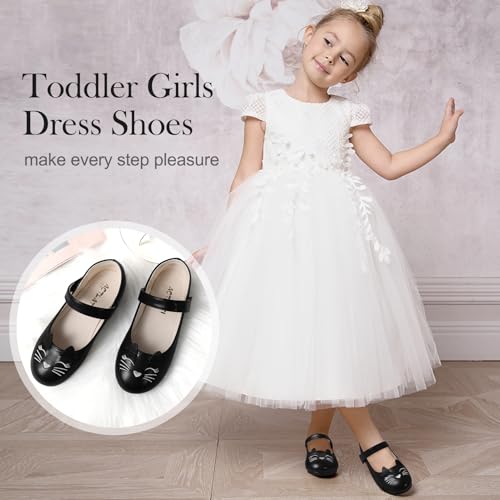 Cute Cat Dress Shoes for Toddler Girls, Flower Girls Mary Jane Shoes Glitter Princess Ballet Flats for School Party Wedding3