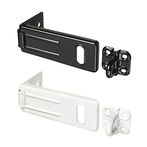 Master Lock 702EURDWB Moraillon pour Verrouillage de Porte Extérieure, 6,4 x 3,1 cm, Noir ou Blanc