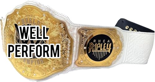 Rhea Ripley Women’s Championship Belt Replica - World Heavyweight Championship Women’s Title - Girl Wrestling Belt Adult Size – Adjustable Strap – White/Gold2