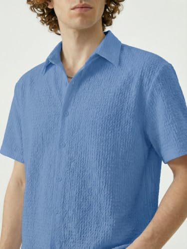 Image of Leriya Fashion Shirt for Man | Casual Short Sleeve Shirt for Men with Button Closure | Premium Poly Blend Regular Fit Textured Stylish Shirts | Spread Collar Shirts for Office,Travel,Holidays