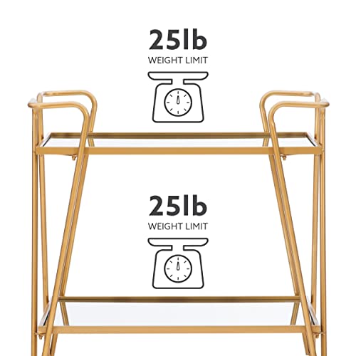 image for Linon Gina Mid-Century Bar Cart, Gold