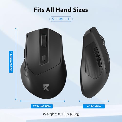 Redragon Wireless Mouse, 2.4GHz Ergonomic Optical Mouse with USB Receiver, 24 Months Battery Life, 5-Level 4000 DPI, 6 Button Computer Mouse for Laptop, Windows, Mac, PC, Chromebook - Image 6