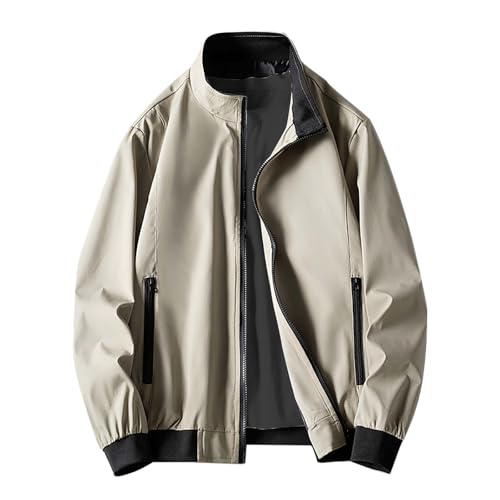 Chaquetas casuales para hombre, primavera y otoño, chaqueta bomber para hombre, bolsillos con cremallera, cuello alto, abrigo universitario, abrigo informal para exteriores, chaqueta deportiva ligera