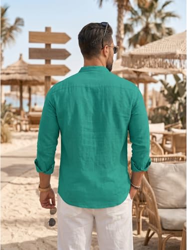Image of DEELMO Men's Cotton Blend Mandarin Collar Self One Design Full Sleeve Casual Short Kurta