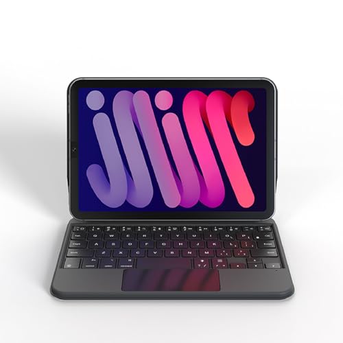 Etui na klawiaturę z Gładzikiem do Tabletu IOS Mini 6 Gen 2021 8,3 Cala, Obrotowe Etui 360° z podświetlaną klawiaturą, P