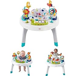 Fisher-Price Baby To Toddler Toy 2-In-1 Sit-To-Stand Activity Center with Music Lights and Spiral Ramp, Spin ‘N Play…