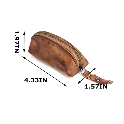 XXHong Leather Mini Purse Brown Coin Purse Card Bag Key Bag Leather Zipper Bag Leather Personality Coin Purse for Man and Women2