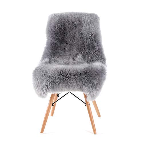 Woolous Alfombra de piel de cordero de imitación - Alfombra de piel de cordero de imitación - Alfombra de lana - Alfombra de piel de oveja sintética lavable 60 x 90 cm (gris claro) Cover